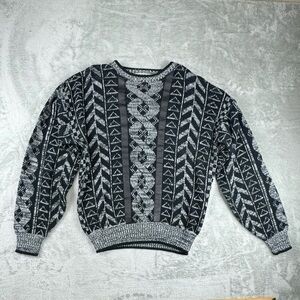 Vintage Henri Valdise Sweater Mens XL Chunky Knit Geometric Streetwear Hip Hop